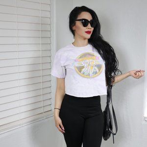 Van Halen Cropped Top Shirt Tie Dye Band T Shirt Size M